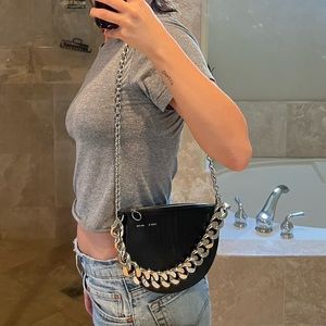 KARA New York Black Crossbody with Silver Chain